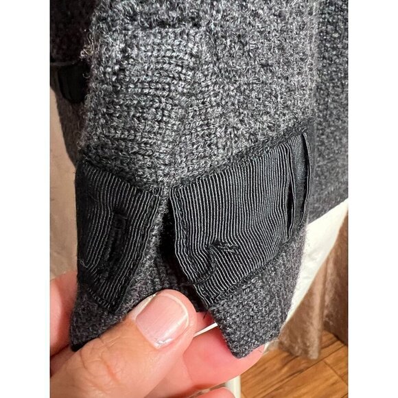 Ann Taylor Merino Wool Women's Medium Cardigan Sweater Ruffled Trim Bow Luxury - Picture 4 of 12